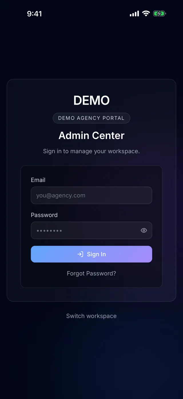 Sign in screen of the ZYAN AI iPhone app