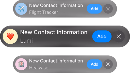 Native iMessage contact share cards