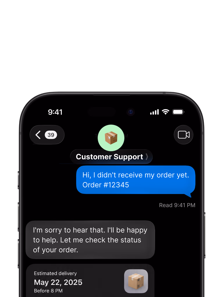 Customer support conversation with an agent
