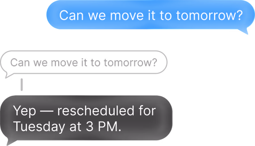 A direct reply thread in iMessage