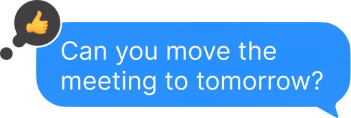 An iMessage bubble with a Tapback reaction